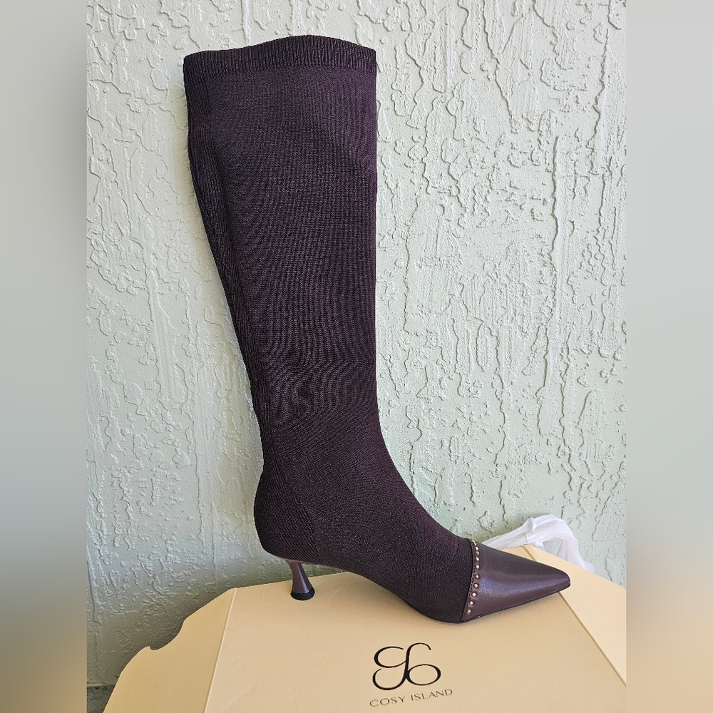 COSY ISLAND Over the Knee Boots in Deep Brown